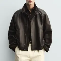 ZARA 100%レザージャケット M 新品のサムネイル