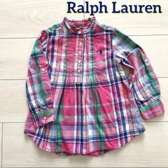 Ralph Lauren ベビー女の子 チュニックシャツ チェック柄 ピンク色