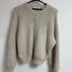 HEYUMM ベージュ ラメニット カーディガン