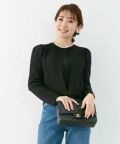 【大人気完売商品】Liala×PG カーディガン パールネック ニット　ブラックのサムネイル