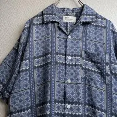 ships any シャツ 総柄 柄シャツ 開襟 オープンカラーシャツ 半袖