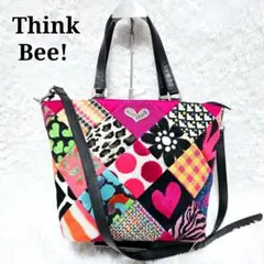 美品 Think Bee! ジャストハート パッチワーク トート 2way
