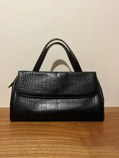 SOLFERINO 本革 クロコ型押し ハンドバッグ ブラックのサムネイル