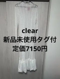 新品未使用ホワイト レース ロングワンピース Fサイズ　マキシ丈ワンピースフリル