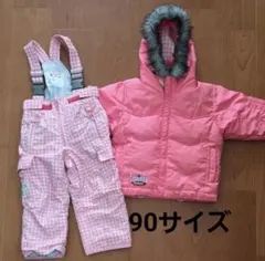 【24時間以内発送】スノーウェア 上下セット 90 ピンク チェック