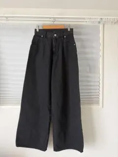 Heather デニム ワイドパンツ ブラック S