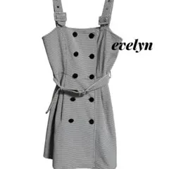 【 evelyn 】エブリン 千鳥柄 ワンピース Mサイズ ベルト付き