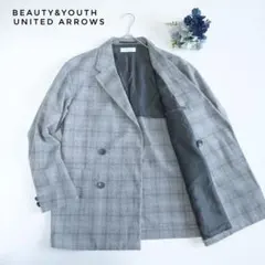 美品✨BEAUTY&YOUTH ダブルジャケット チェック ユニセックス グレー