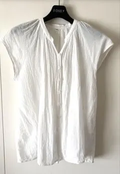 無印良品 強撚ボイル フレンチスリーブブラウス 白 M