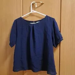 テチチ★ネイビー 半袖シャツ　袖リボン付き