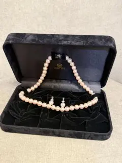 8mm - 8.5mm パールネックレス＆イヤリング K14WG セット ピンク