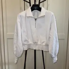 GU ￼ ヘビーウェイトスウェットショートハーフジッププルオーバー　ホワイト