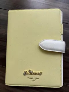 イエロー 手帳カバー ストーン装飾付き