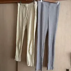 GU レギンス グレー＆アイボリー 2点セット