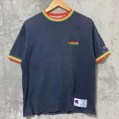 【L1107】Champion ラスタカラー リンガーシャツ サイズS ネイビーのサムネイル