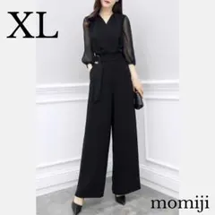 新品 XLワンピース パンツドレス 黒 ドレス 結婚式 お呼ばれ ブラック