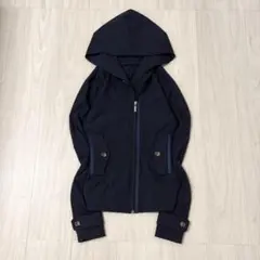 00s archive ナイロンジップパーカー　ネイビー　変形 短丈　テック