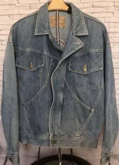 ヴィンテージライダースダブルデニムジャケット サイズM日本製　激レア70s80s