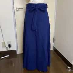 ネイビー リボン付き フレアロングスカート Mのサムネイル