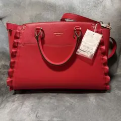 &chouette アンドシュエット フリルハンドバッグ 2WAY レッド