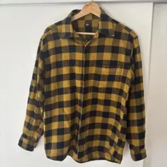 UNIQLO 長袖ネルシャツ M イエロー/ネイビー