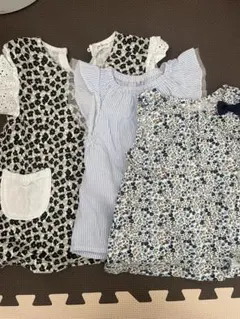 ベビー服セット 花柄・ストライプ・ショートパンツ　上3着、下4着のセット売りです