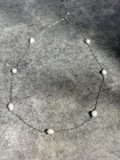 淡水パール ステーションネックレス ホワイト 約48.5cm 真珠