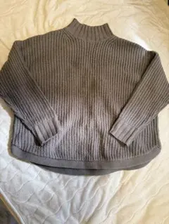 GU ブラウン ハイネック リブ編みセーター Lサイズ レディース