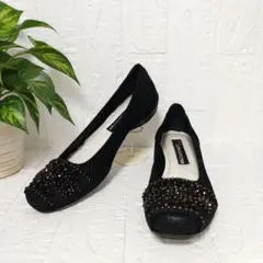 美品✨Composition9 23.5 黒 ビジュー ウェッジパンプス 通勤のサムネイル