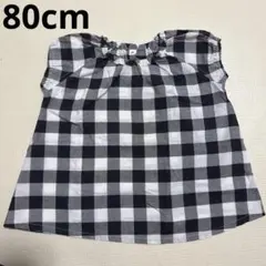 無印良品 ベビー80cm 黒白チェック 半袖チュニック