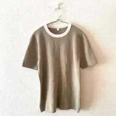 ☆【クロレ】ニット サマーニット バイカラー クルーネック 半袖 カジュアル M