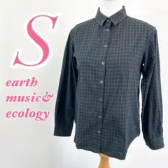 earth music&ecology 長袖シャツ チェック柄 S グリーンのサムネイル