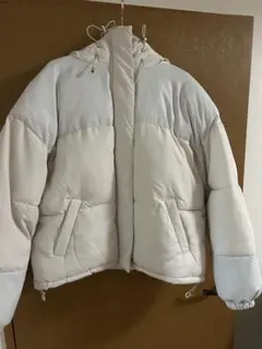 ホワイト フード付き ショートダウンコート