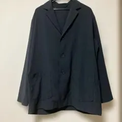 GLOBAL WORK ［ポリエステルと麻の混紡］黒ジャケットメンズ Lサイズ