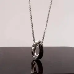 シンプル ネックレス ステンレス 2連リング 男女兼用