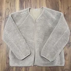 UNIQLOユニクロポアフリースVネックフルジップカーディガン XLブラウン