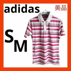 （美品）adidas golf アディダス　半袖ポロシャツ　 S M ボーダー
