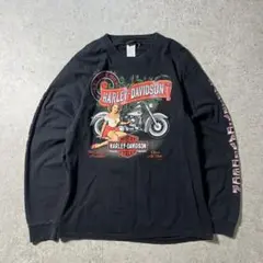 激レア 00s ハーレーダビッドソン ロンTシャツL ピンナップガール ヘビ
