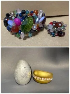 ビーズデザインの指輪とブレスレットセット