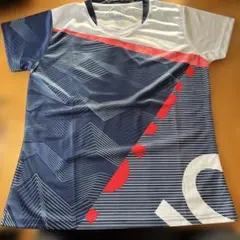 幾何学模様 半袖シャツ ネイビー