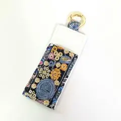 ハンドメイド　リップケースL108　インド刺繍リボン　ネイビー
