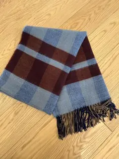 チェック柄マフラー ストール 大判 ブルー ブラウン