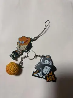 ワンピース　ポートガス・D・エース　メラメラの実　ラバーキーホルダーセット