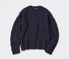 UNIQLO ネイビー ケーブル編みニット M