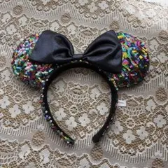 ディズニー ミニーカチューシャ カラフルスパンコール