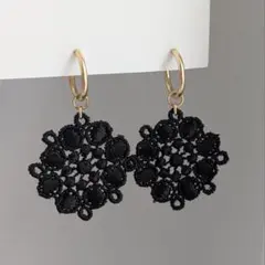 ハンドメイド イヤリング フープイヤリング クリップ レース 軽い 2way