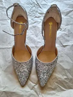 シルバー グリッター ハイヒール　ウェディング