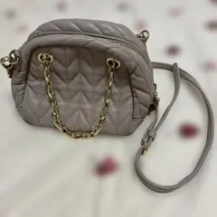 DIANA キルティング ショルダーバック ハンドバッグ くすみブルー系 