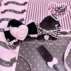 ぬい服　ハンドメイド　ヘッドドレス 10cm ピンク　猫耳　猫　 黒 量産