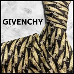 GIVENCHY ジバンシー ネクタイ 黒系 総柄 光沢感あり